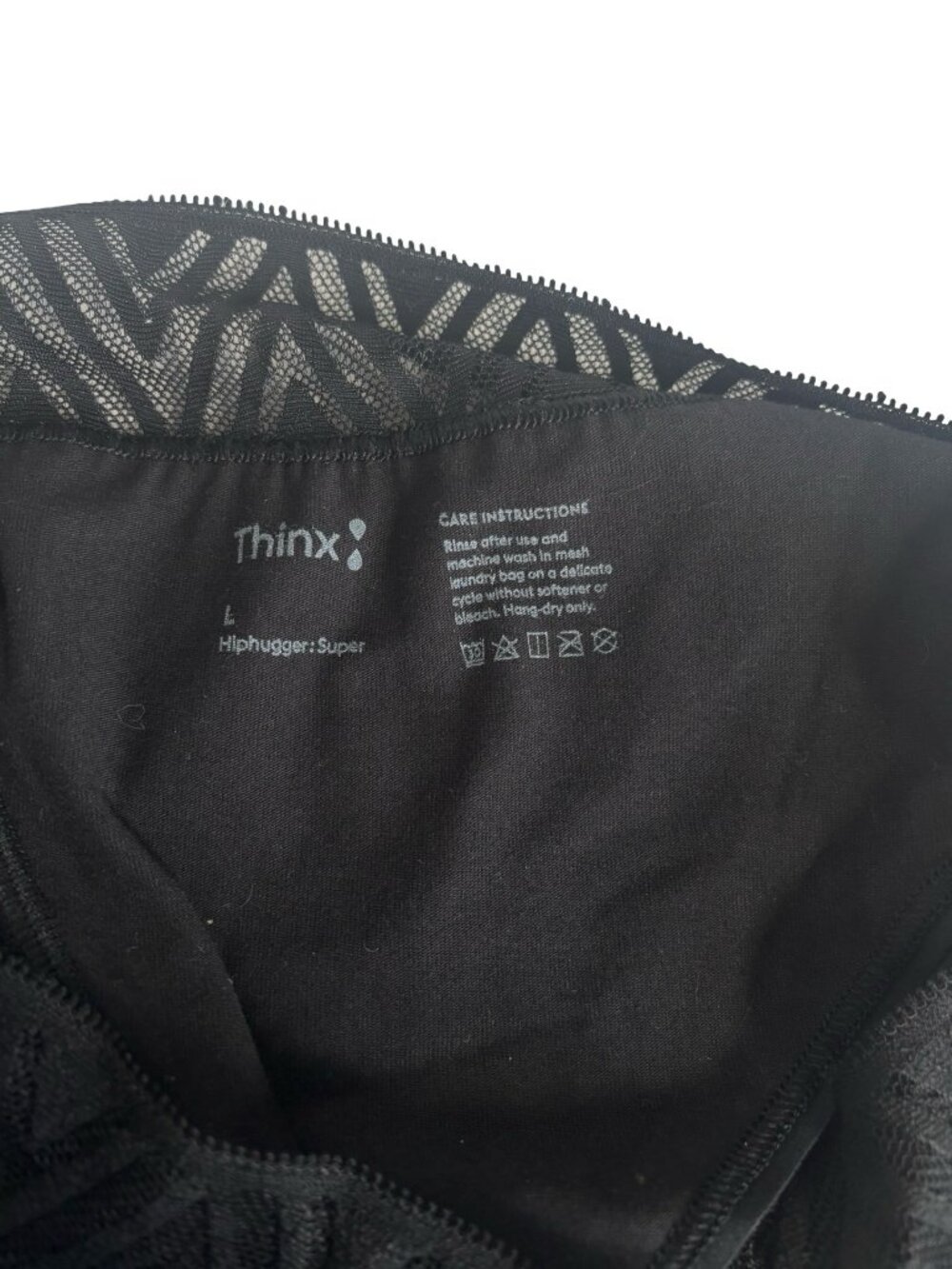Thinx Hiphugger Period Panty L Black Super Absorbency New Other - Picture 2 of 3